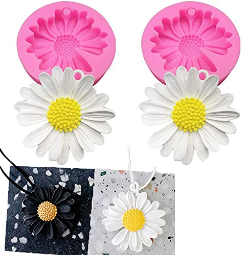 2 stampi in silicone per aromaterapia, con ciondolo a forma di margherita, fiori di coccia, fondente, decorazioni per cioccolatini, biscotti, gelatine, 2 pezzi