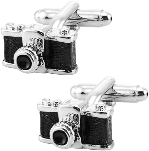 Jonwo Vintage Camera Cufflinks for Men in Gift Box Unique Funny Photographer Cufflinks for Business Wedding Anniversary Shirt