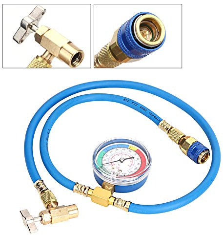 Kit de Manguera de Carga de Refrigerante para Aire Acondicionado de Coche, Manguera de Carga de Aire Acondicionado, Manguera de Medición de Recarga R134A, Tubo de Carga de Refrigerante con Indicador