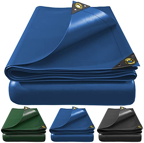 Profi Abdeckplane 650 g/m² Gewebeplane - 10 Jahre Garantie, Massive Schutzplane für Boot, Pool, Wohnwagen, Zeltunterlage, LKW PVC Plane für Camping & Outdoor Garten (blau, 200x300cm - 6m²)