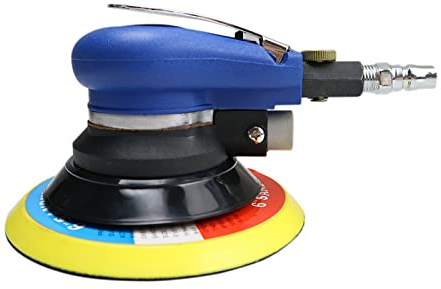 JUJNE Pneumatischer Doppelwirkungs Palmrotationsscheibenpolierer Druckluft Exzenterschleifer, 150 Mm Schleifscheibendurchmesser, Vakuumschlauch, für Arbeiten An Karosserie und Holz, Auto, Metall