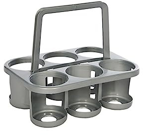 Novaliv Portabotellas para 6 botellas, agarre estable, cesta de bebidas de plástico, apilable, 32 x 23 x 28 cm, color plateado, ideal para cocina y sótano, para bebidas, portabebidas, caja para