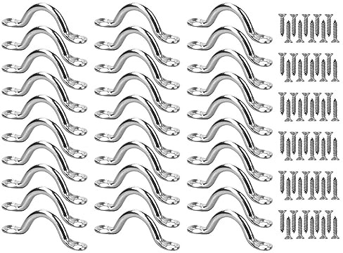 Kellegour 30pcs Plaque Oeillet Acier Inoxydable,Boucles de Pont pour Kayaks,M5 Boucles de Pont en Acier Inoxydable,Sangle d'œil de Coussin de Kayak,Pontet INOX,avec 60 vis,pour Kayak Canoe Rigging