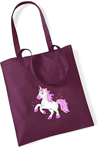 minimutz Jutebeutel bedruckt mit Einhorn | Stofftasche aus Baumwolle für Mädchen | Kinderbeutel Tragetasche für Krippe, Kindergarten, Schule | nachhaltig & umweltfreundlich