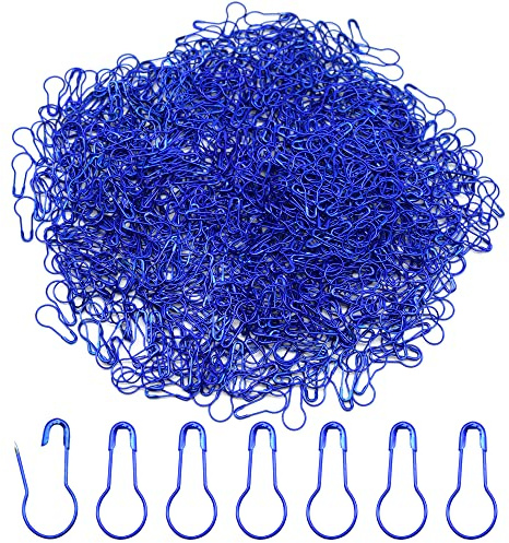 Hocansen 1000 Stück Sicherheitsnadeln Metallkürbisnadel 22mm Birnenförmige Snadeln Calabash Pin für Maschenmarkierer,Stricken,Nähzubehör(Blau/HL)