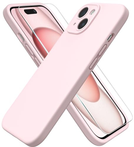 ACRONIX für iPhone 15 Hülle Silikon (2024) mit Kameraschutz und 1 Stück Schutzfolie, Ganzkörper-Case, Stoßfeste, Anti-Kratzer Mikrofaser Handyhülle iPhone 15 - Rosa