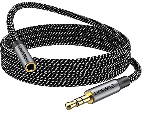 MOSWAG 10M Cable de extensión de Audio de 3,5 mm Adaptador estéreo Macho a Hembra Cable de Nailon Trenzado Compatible con radios de Coche, teléfonos Inteligentes, Auriculares,Reproductores Multimedia