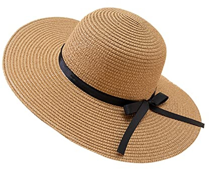 Damen Panama Hut Breiter Krempe Stroh Sommer Fedora Strohhut Panama Aufrollen Hut Strand Rollbar UV Sonnenhut