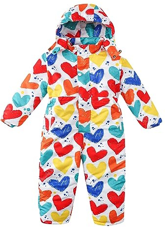 Niños Niños Niñas Invierno Espesar Desmontable Abrigo con Capucha Chaqueta Traje De Nieve Niño A De Viento Cálido Mono Prendas De Vestir Ropa De Nieve Traje De Calor (White, 7-8 Years)