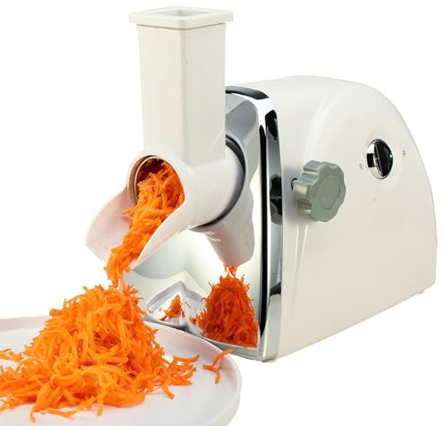 CYMYYDS Commercial Fruit Shredder, Rotary Cheese Shredder Machine, Electric Grater for Lemon Potato Onion Garlic, 3 Stainless Steel Revolving Blades, Quick Shred - 1min/500g