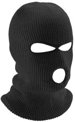 Tabanzhe Men's Balaclava - Winter Knit Head Cover for Outdoor Activities, 3-Hole Full Face Mask Windproof and Warm Cycling Hat for Men Women Skiing Cycling and More(Black）