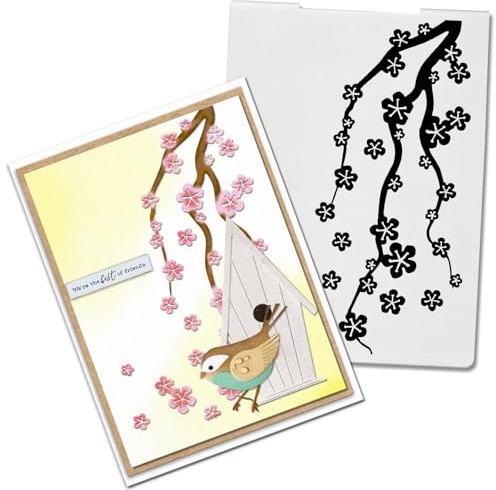 Hying Tree Flowers Plastic Embossing Folders for Card Making, 3D Textured Floral Embossing Folder DIY Craft Template Plum Blossom Folders for Scrapbooking Photo Album Supplies