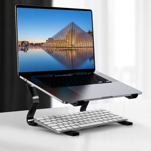 HEKOBAG Laptop Ständer Metall Laptop Halterung Notebook Ständer Tischhalterung Laptop Aufsteller Schreibtisch MacBook Halterung Schwarz Notebook Halterung Kompatibel mit 10-17.6 Zoll Laptops
