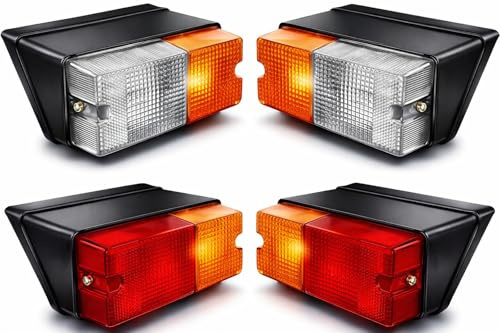 APSMOTIV Traktor Rückleuchten Vorne und Hinten Kombi Licht Seitenblinker Montage und Rückleuchten Combo Set Kompatibel mit Sonalika Indofarm Universal Traktor Real Lights 4 Stück