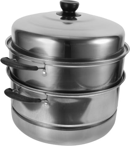 Amosfun Marmite Vapeur 3 Couches En Acier Inoxydable Cuiseur Vapeur Cuiseur Vapeur De Cuisine Capacité Couvercle À Arc Haut Convient Aux Cuisinières À Induction Et À Gaz