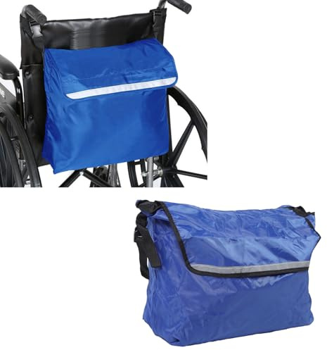 Bolsas para sillas de ruedas, 420D Tela de Oxford Una mochila de silla de ruedas de varios bolsillos con tiras reflectantes, Silla de ruedas ajustable con mochila para caminantes