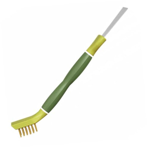 MAGICLULU Dual-head Kitchen Cleaning Brush Stainless Steel Scraper, Multifunctional Rust Removing Tool for Stove and Bathroom, Green Handheld Household Scrub Brush