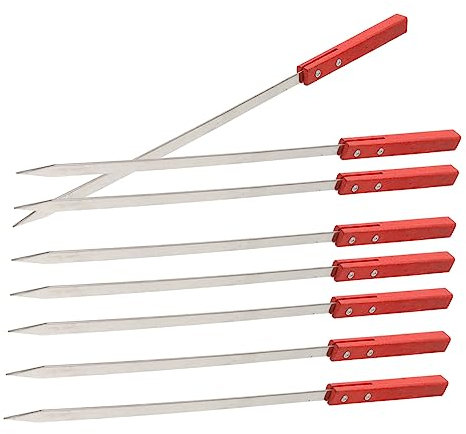 Brochettes Barbecue en Acier Inoxydable avec Poignée Bois 8 Pièces