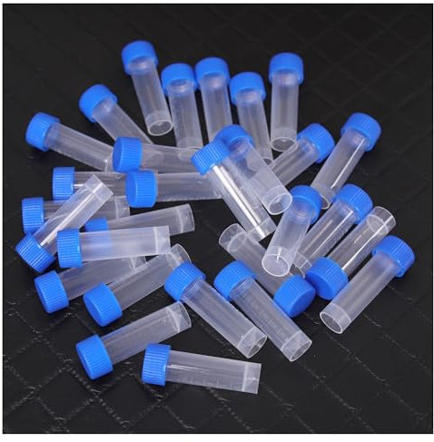 LQXHZ Lot De 5 Tubes À Essai En Plastique De 5 Ml Avec Bouchons À Vis For Échantillon De Laboratoire, Tube À Essai À Fond Rond Avec Échelle, Tube À Centrifuger For Chimie