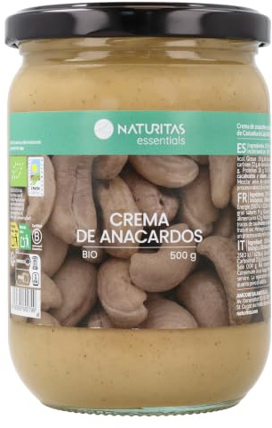 Crema de anacardo BIO | 500 g | Naturitas Essentials | Crema de anacardos Bio 100% | Sin azúcar sin aceites añadidos | Cremas para Untar
