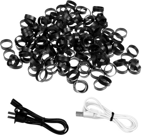 200 PCS Silicone Rubber Bands 0.5 Inch Small Strong Heavy Duty Non Slip Elastic Bands, Reusable Cable Ties for Wire Management Bundling, Ideal for Home, Office & School Organization（Black）