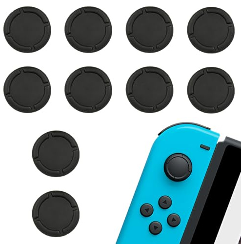 5 par ersättningsknappar för Switch Joycon, joystick skyddande silikon 3D grepp (svart)