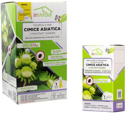 Sandokan, Kit Trappola Cimice Asiatica a Feromoni + Ricarica Attrattiva – Disinfestazione Orto e Giardino Senza Insetticidi – Design Piramidale Antifuga Made in Italy