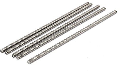 Sourcingmap M4 x 120mm 304 Stainless Steel Fully Threaded Rod Bar Studs Silver Tone 5 Pcs