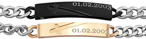 Hanessa Pärchen Armband mit Gravur 2 Stück silber gold 22 cm | Armband personalisiert Edelstahl für Partner Familie Beste Freundin BFF | Partnerarmbänder 2er Set Armbänder für Paare