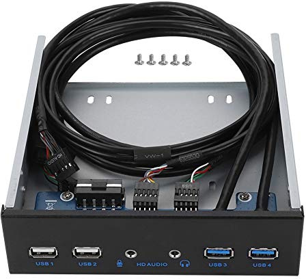 Hub USB Panel Frontal 5.25 Pulgadas, 2 Puertos USB 3.0, 2 USB 2.0, Audio HD, Lector Tarjetas, Extensión 19 Pines, Compatible PC y Mac