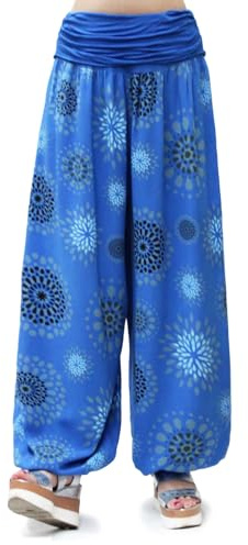 Glamexx24 Dam XXL, lätta pumpbyxor, haremsbyxor, fritidsbyxor, sommarbyxor, byxor med många mönster, 13090, Kungsblå, XL/3XL