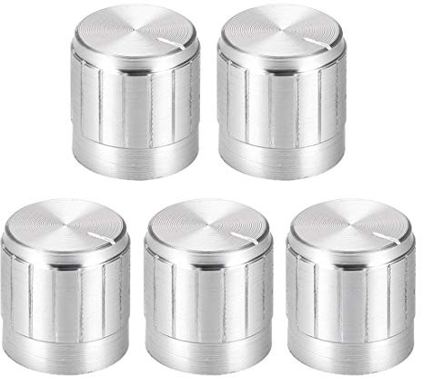 sourcing map 5St Knopf Alu Lautstärkeregler Potentiometer Rändelwelle Drehknopf 17mmx17mm Silber