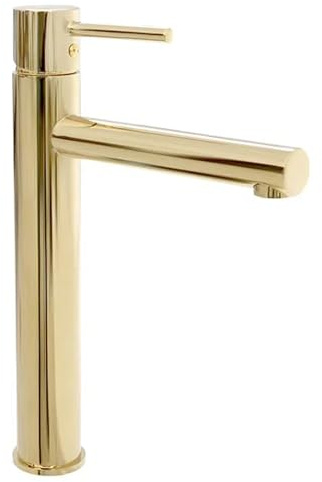 Rea Tess Rubinetto Lavabo Oro Alta Chiaro Miscelatore Bagno In Ottone Monocomando Rubinetto Lavamani Regolabile Caldo E Freddo (Oro) 21,5x4,5x31,5cm