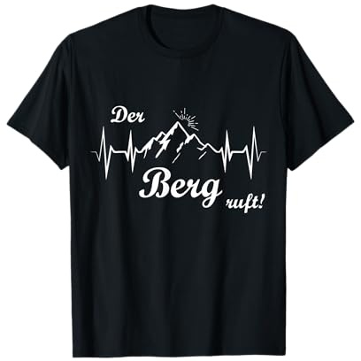 Der Berg Ruft Herzschlag Puls Spruch Wandern EKG Alpen Berge T-Shirt