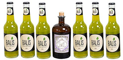 Gin Cocktail Mule Balis Limonade & Monkey 47 Dry Gin Set - außergewöhnlicher Tasting Mix als Erfrischungsgetränk mit Basilikum-Ingwer Limo (6+1 Pack)