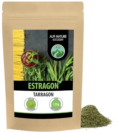 Alpi Nature Tarragon 125g 4.4 oz, Dried and Rubbed Herb, Tarragon Spice for Cooking and Seasoning