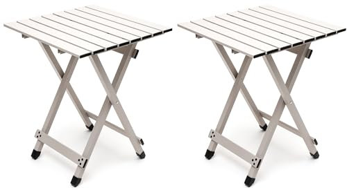 SUNNYFEEL Folding Camping Table - Lightweight Aluminum Portable Picnic Table, 18.5L x 18.5W x 24.5H Inch for Cooking, Beach, Hiking, Travel, Fishing, BBQ, Indoor Outdoor Small Foldable Camp Tables