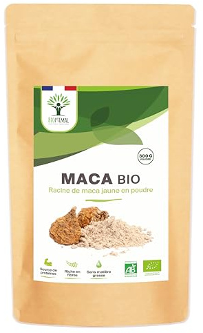 Bio Maca pulver – Superfood – gelbe Maca wurzel aus Peru – Energie für Sexualität, Fruchtbarkeit und Aphrodisiakum – 100% rein, natürlich und roh – in EU verpackt – biologisch zertifiziert – 300 g