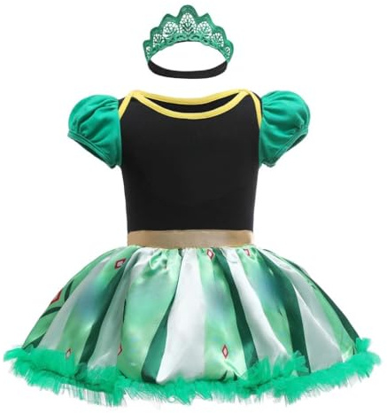 Lito Angels Prinzessin Kleid mit Stirnband für Baby MäSuperheldhen, Eiskönigin Body Strampler Kostüm Verkleidung, Größe 12-18 Monate, Grün 298