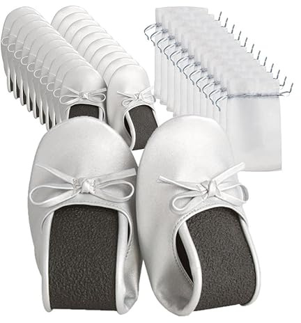 Ballerine Pieghevoli arrotolabili per Matrimonio, Sono utilizzate in assortimento di Taglie dalla 35 alla 41, Include Borse Organizer per Set, Argento,