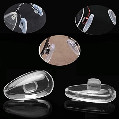 Push-in Eyeglass Nose Pads Air Chamber Push in Cushion 14mm 5Pairs Soft Silicone Glasses Pieces Replacement Sunglasses