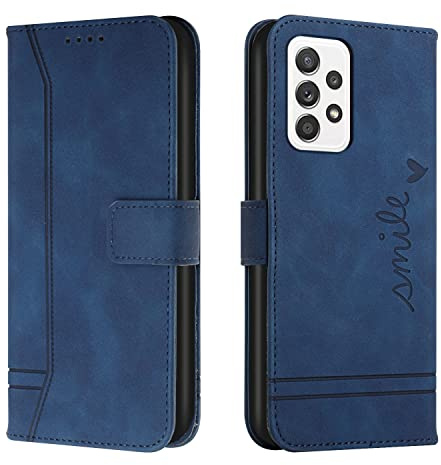 Trugox Handyhülle für Samsung Galaxy A53 5G Hülle Klappbar Klapphülle mit Kartenfach Handytasche Handy Schutzhülle Tasche Leder Wallet Flip Case Slim Book Cover - Blau