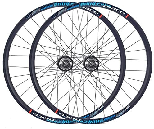 HSQMA Mountainbike Laufradsatz 24 Zoll Scheibenbremse MTB Fahrrad Schnellspanner Laufrads Felge Vorderrad Hinterrad 32 Loch Nabe Für 7/8 Geschwindigkeit Schraub Flywheel Faltbares BMX (Color : Blue)