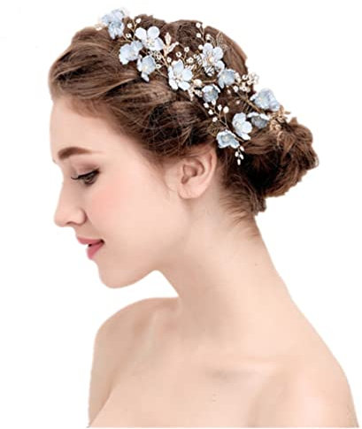 Haarkamm Hochzeit Blau Hochzeit Haar Kamm Perle Kristall Decor Clip Pin Strass Haar Zubeh?r für Braut Brautjungfer (Blau) Vintage Haarkamm