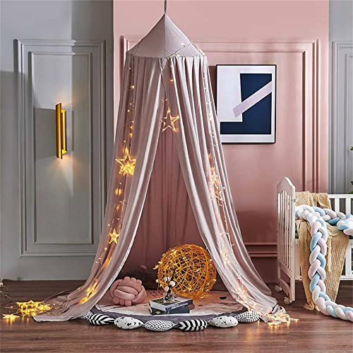 Surwin Moskitonetz Betthimmel Madchen Jungen Kinder Babybett, Rund Baldachin Mückennetz Einzelbett kinderzimmer Schlafzimmer Spiel für Reise Indoor Outdoor Dekoration - Rosa