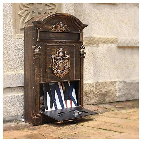 ALKANI Briefkasten Wandmontage Groß Wandbriefkasten for den Außenbereich, großer Villa-Briefkasten aus Aluminiumguss, mit Schloss, Regen und ohne Rost