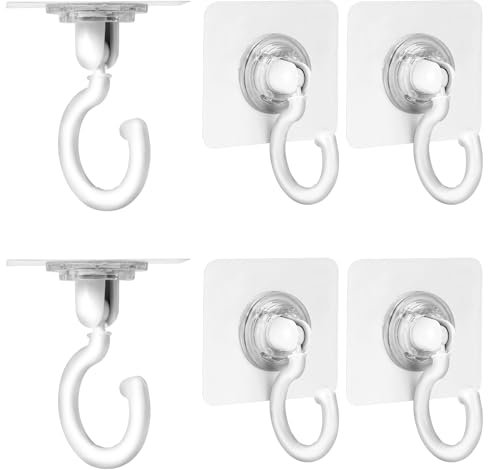 KALIONE 6 Pack Adhesive Ceiling Hooks, Powerful Wall Hooks Towel Hooks Holder, Heavy Duty Shower Wall Hanger Mounted Hooks for Bathrooms, Bedroom, Kitchen, Door