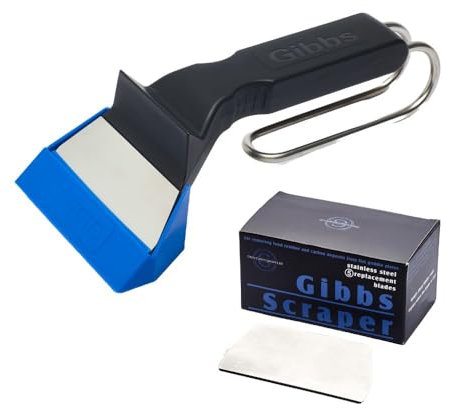 Gibbs Scraper - Heavy Duty Griddle Scraper with 5 Sharp Stainless Replacement Blades, Flat Top Scraper, Commercial & Domestic Quality for Restaurants, Hotels, Cafes & Mobile Catering (Bundle Pack)