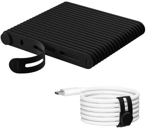 Nearockle 20 Stück Silikon Kabelbinder Wiederverschließbar (8cm Lang) | Mini Kabelbinder Wiederverwendbar für Ladekabel Organizer Kabelmanagement Cable Organizer Schwarz