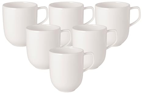 Villeroy & Boch - Afina Becher mit Henkel aus Premium Porzellan, Made in Germany, spülmaschinenfest und mikrowellensicher, stapelbar, weiß, 6er Set